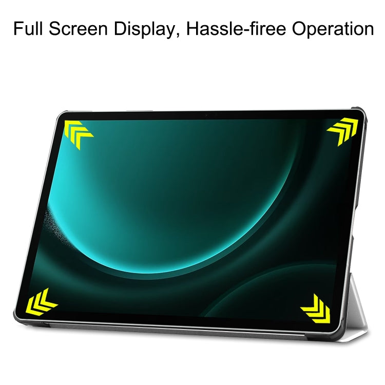 For Samsung Galaxy Tab S9 FE+ / S10+ Custer Painted 3-Fold Holder Smart Leather Tablet Case(Lazy Cat) by bashfashion