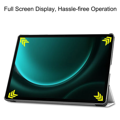 For Samsung Galaxy Tab S9 FE+ / S10+ Custer Painted 3-Fold Holder Smart Leather Tablet Case(Lazy Cat) by bashfashion