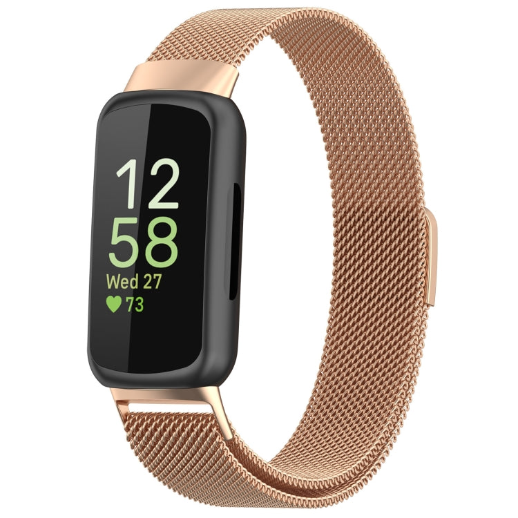 For Fitbit Inspire 3 Milanese Metal Watch Band(Rose Gold) by bashfashion