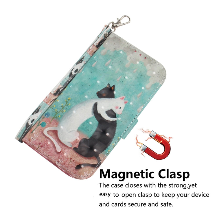 For iPhone 16e 3D Colored Horizontal Flip Leather Phone Case(Black White Cat) by bashfashion
