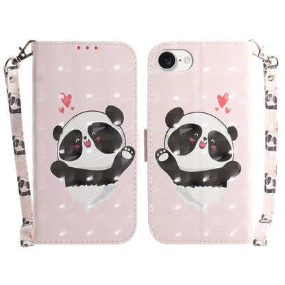 For iPhone 16e 3D Colored Horizontal Flip Leather Phone Case(Heart Panda) by bashfashion