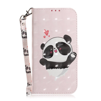 For iPhone 16e 3D Colored Horizontal Flip Leather Phone Case(Heart Panda) by bashfashion