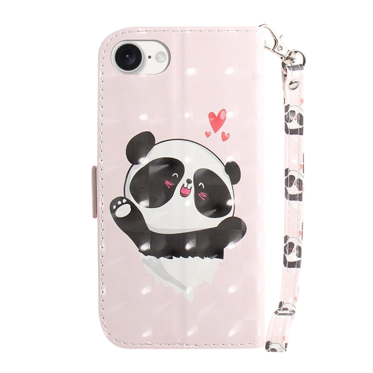 For iPhone 16e 3D Colored Horizontal Flip Leather Phone Case(Heart Panda) by bashfashion