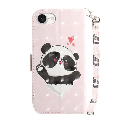 For iPhone 16e 3D Colored Horizontal Flip Leather Phone Case(Heart Panda) by bashfashion