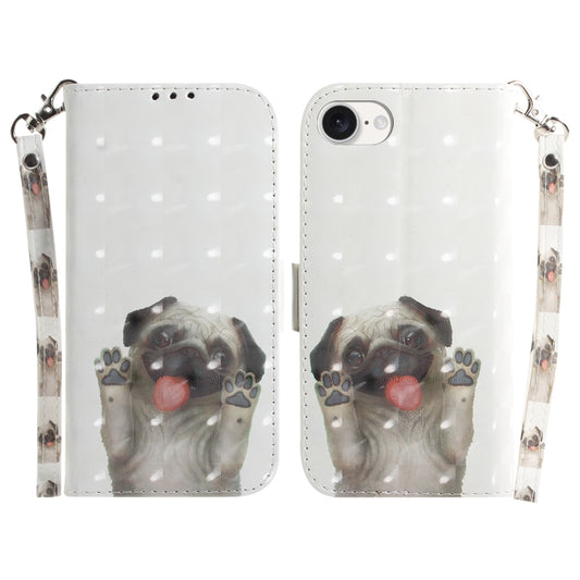For iPhone 16e 3D Colored Horizontal Flip Leather Phone Case(Pug) by bashfashion