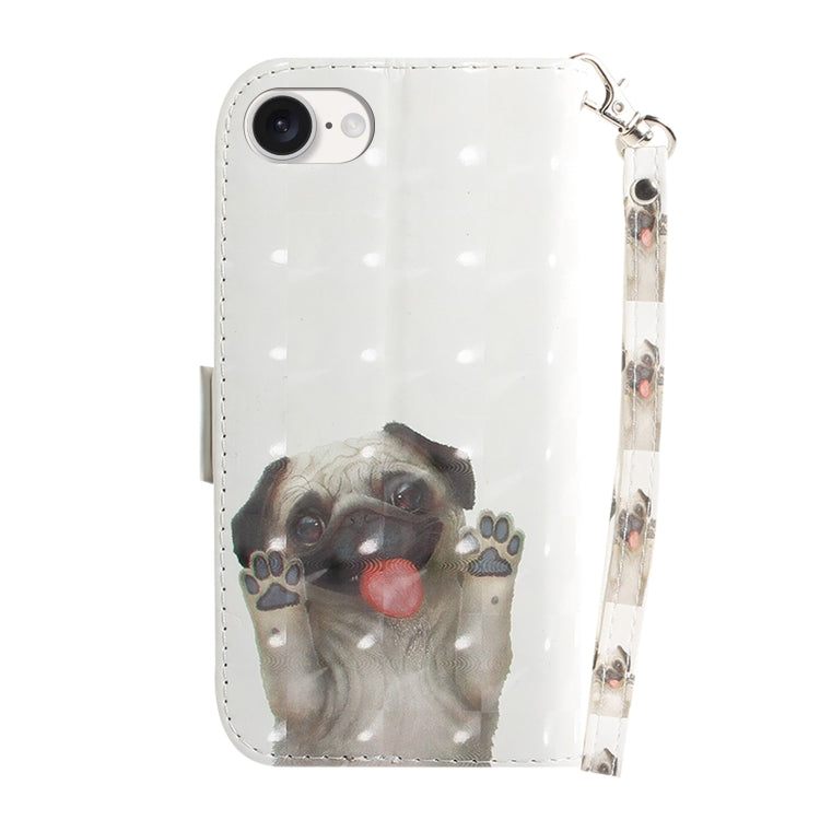 For iPhone 16e 3D Colored Horizontal Flip Leather Phone Case(Pug) by bashfashion