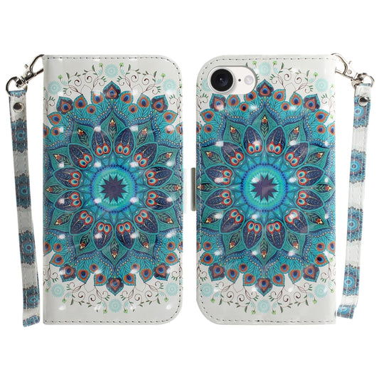 For iPhone 16e 3D Colored Horizontal Flip Leather Phone Case(Peacock Wreath) by bashfashion