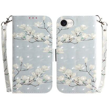 For iPhone 16e 3D Colored Horizontal Flip Leather Phone Case(Magnolia) by bashfashion