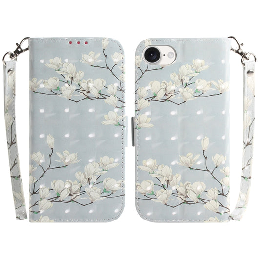 For iPhone 16e 3D Colored Horizontal Flip Leather Phone Case(Magnolia) by bashfashion