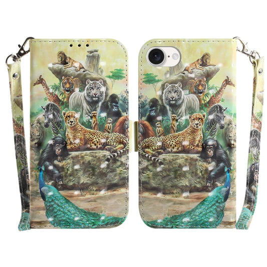 For iPhone 16e 3D Colored Horizontal Flip Leather Phone Case(Zoo) by bashfashion