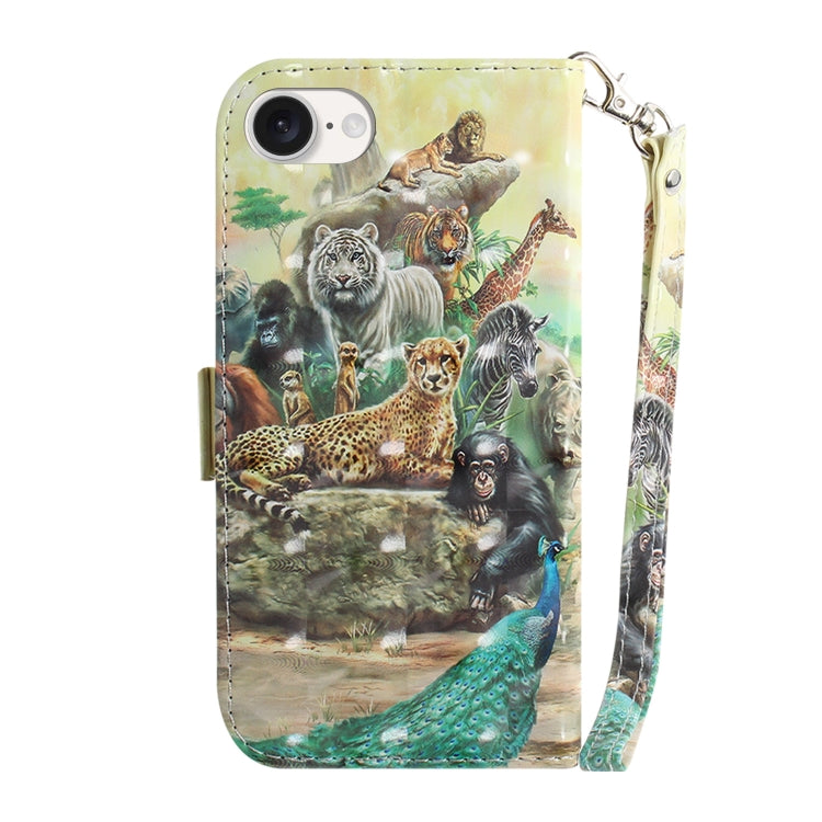 For iPhone 16e 3D Colored Horizontal Flip Leather Phone Case(Zoo) by bashfashion