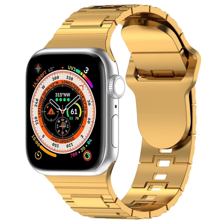 For Apple Watch Ultra 2 49mm Square Buckle Armor Style Silicone Watch Band(Plating Gold) by bashfashion