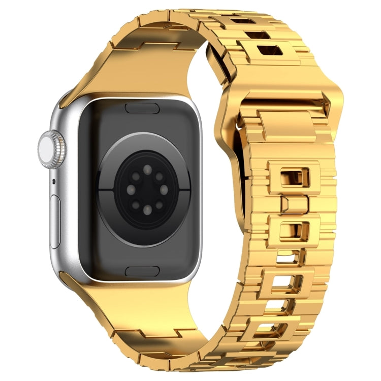 For Apple Watch Ultra 2 49mm Square Buckle Armor Style Silicone Watch Band(Plating Gold) by bashfashion