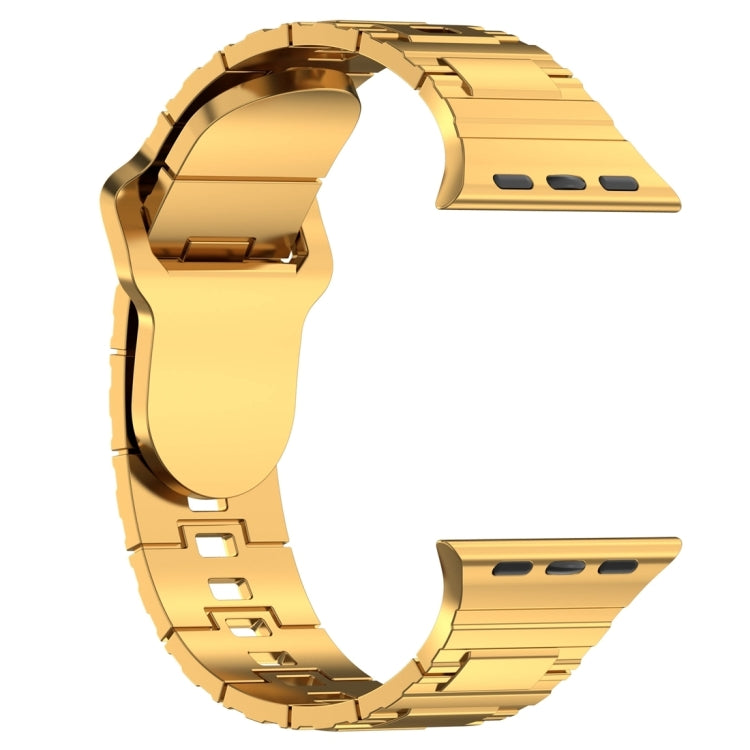 For Apple Watch Ultra 2 49mm Square Buckle Armor Style Silicone Watch Band(Plating Gold) by bashfashion