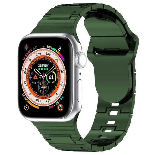 For Apple Watch Ultra 2 49mm Square Buckle Armor Style Silicone Watch Band(Plating Green) by bashfashion