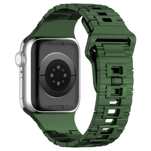 For Apple Watch Ultra 2 49mm Square Buckle Armor Style Silicone Watch Band(Plating Green) by bashfashion