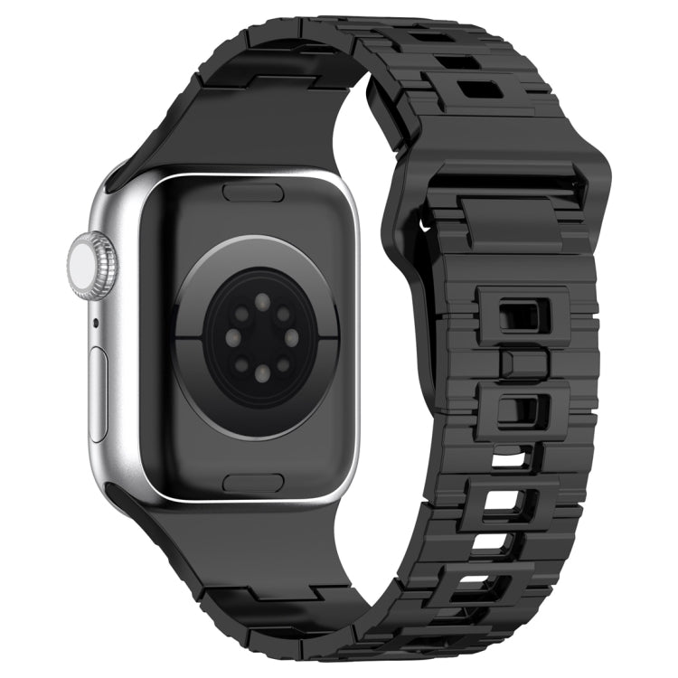 For Apple Watch Ultra 2 49mm Square Buckle Armor Style Silicone Watch Band(Plating Titanium Black) by bashfashion