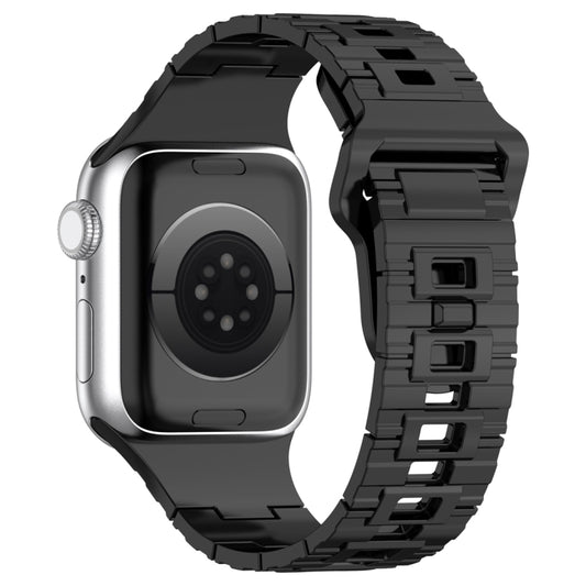 For Apple Watch Ultra 2 49mm Square Buckle Armor Style Silicone Watch Band(Plating Titanium Black) by bashfashion