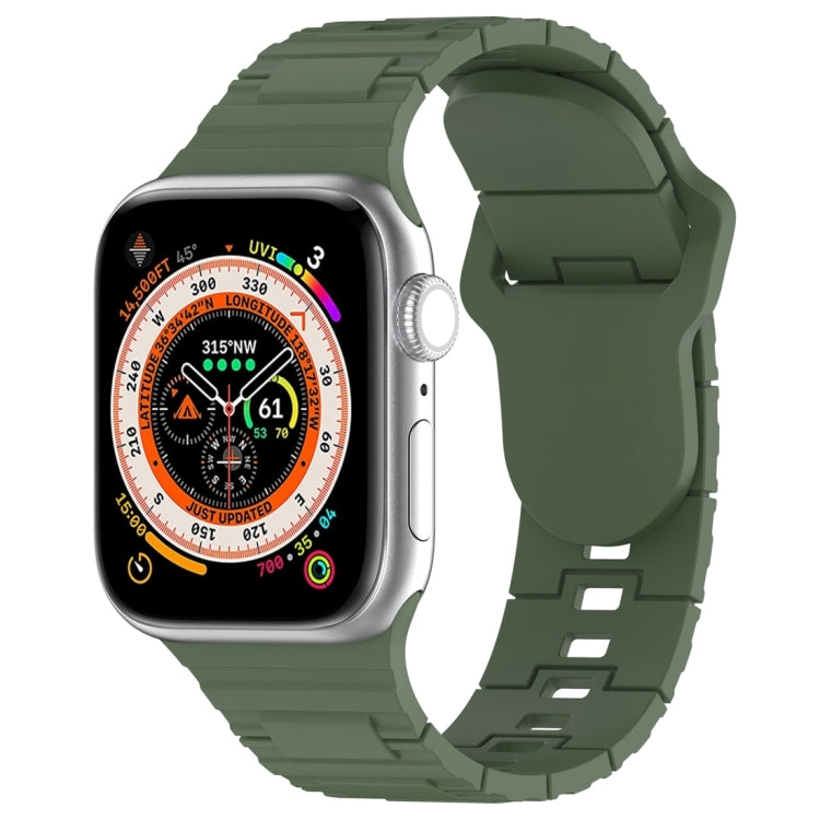 For Apple Watch Ultra 2 49mm Square Buckle Armor Style Silicone Watch Band(Dark Green) by bashfashion