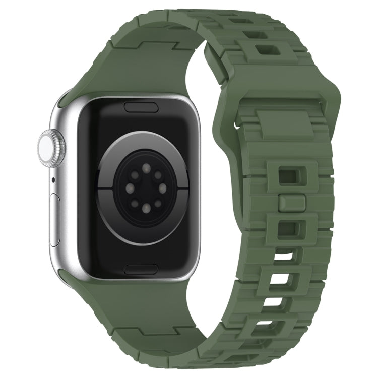 For Apple Watch Ultra 2 49mm Square Buckle Armor Style Silicone Watch Band(Dark Green) by bashfashion