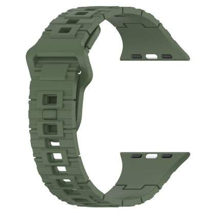 For Apple Watch Ultra 2 49mm Square Buckle Armor Style Silicone Watch Band(Dark Green) by bashfashion