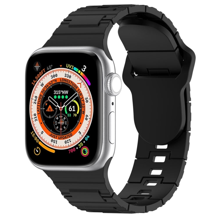 For Apple Watch Ultra 2 49mm Square Buckle Armor Style Silicone Watch Band(Black) by bashfashion