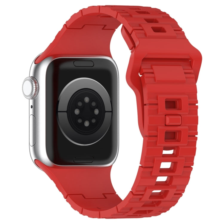For Apple Watch Ultra 2 49mm Square Buckle Armor Style Silicone Watch Band(Red) by bashfashion