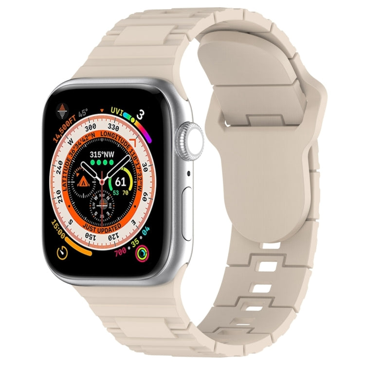 For Apple Watch Ultra 2 49mm Square Buckle Armor Style Silicone Watch Band(Ivory White) by bashfashion