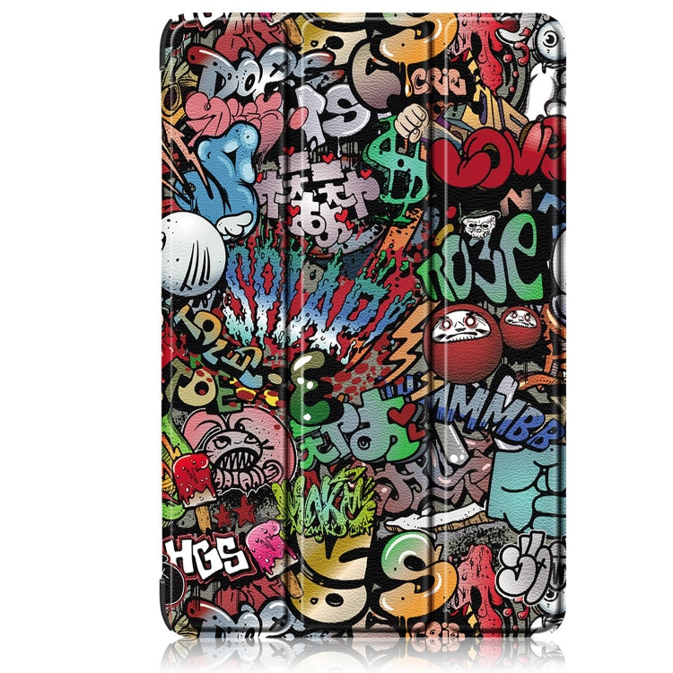 For Samsung Galaxy Tab S9 Ultra Custer Painted 3-Fold Holder Smart Leather Tablet Case(Graffiti) by bashfashion