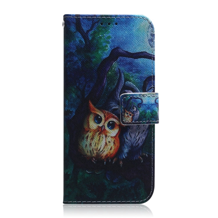 For iPhone 16e Coloured Drawing Flip Leather Phone Case(Oil Painting Owl) by bashfashion