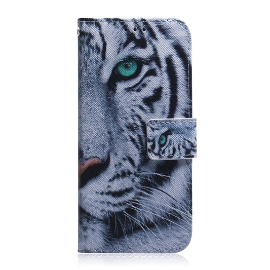 For iPhone 16e Coloured Drawing Flip Leather Phone Case(Tiger) by bashfashion