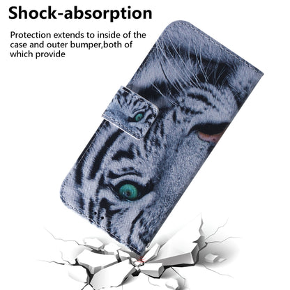 For iPhone 16e Coloured Drawing Flip Leather Phone Case(Tiger) by bashfashion
