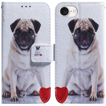 For iPhone 16e Coloured Drawing Flip Leather Phone Case(Pug) by bashfashion