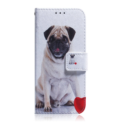 For iPhone 16e Coloured Drawing Flip Leather Phone Case(Pug) by bashfashion
