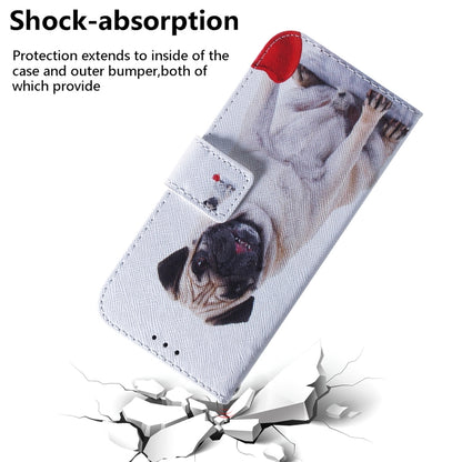 For iPhone 16e Coloured Drawing Flip Leather Phone Case(Pug) by bashfashion