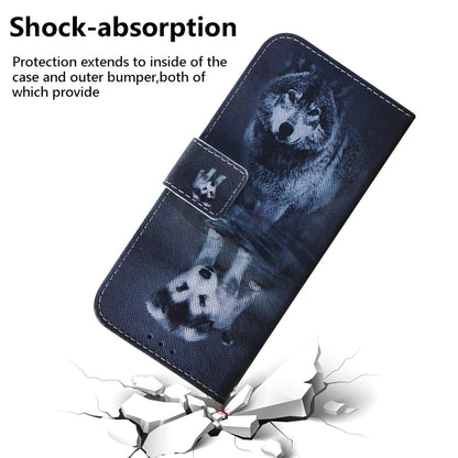 For iPhone 16e Coloured Drawing Flip Leather Phone Case(Wolf and Dog) by bashfashion