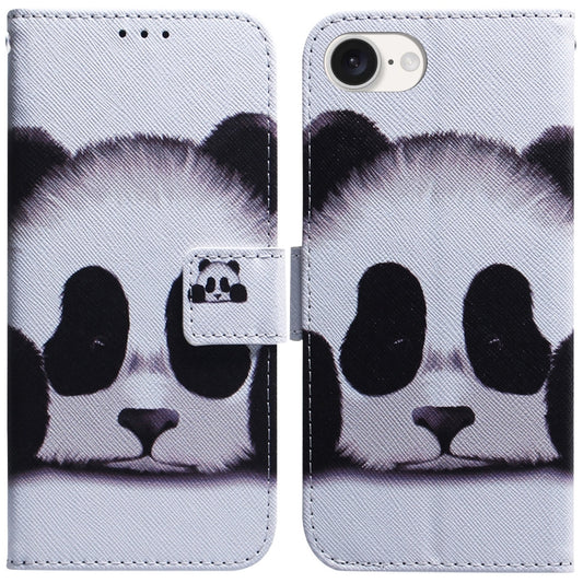 For iPhone 16e Coloured Drawing Flip Leather Phone Case(Panda) by bashfashion