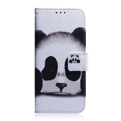 For iPhone 16e Coloured Drawing Flip Leather Phone Case(Panda) by bashfashion