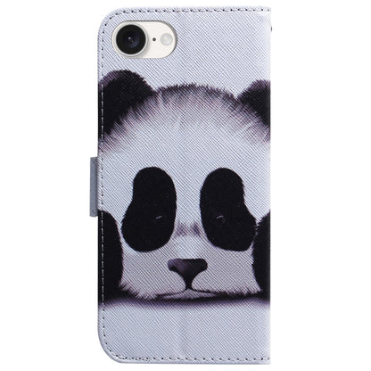 For iPhone 16e Coloured Drawing Flip Leather Phone Case(Panda) by bashfashion