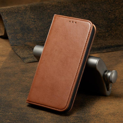 For iPhone 16e Fierre Shann PU Genuine Leather Texture Phone Case(Brown) by FIERRE SHANN