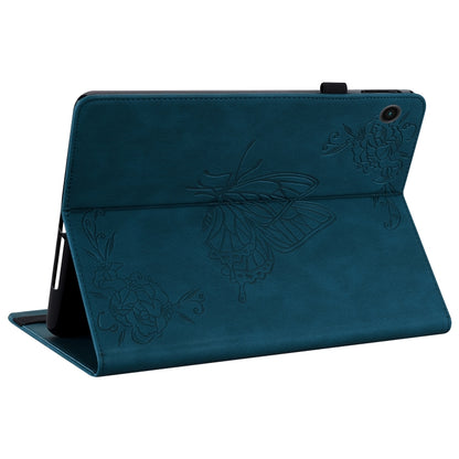 For Samsung Galaxy Tab A11+ / А9+ Butterfly Flower Embossed Leather Tablet Case(Blue) by bashfashion