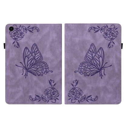 For Samsung Galaxy Tab A11+ / А9+ Butterfly Flower Embossed Leather Tablet Case(Purple) by bashfashion