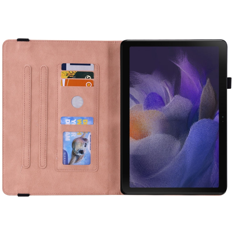 For Samsung Galaxy Tab A11+ / А9+ Butterfly Flower Embossed Leather Tablet Case(Rose Gold) by bashfashion
