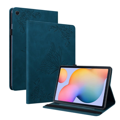 For Samsung Galaxy Tab S5e/T720/T725 Butterfly Flower Embossed Leather Tablet Case(Blue) by bashfashion