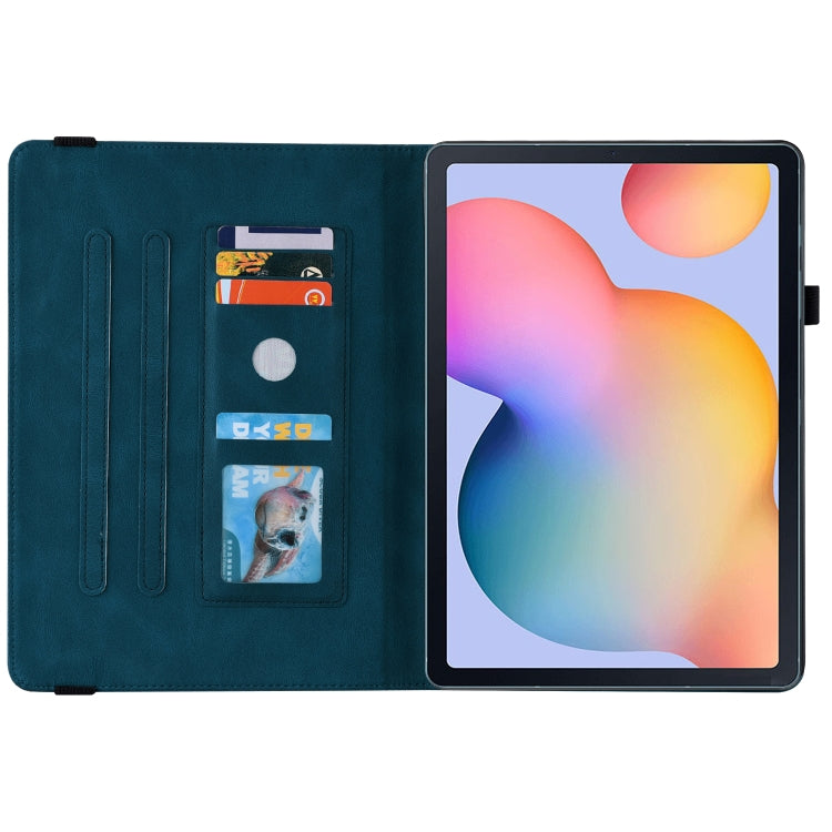 For Samsung Galaxy Tab S5e/T720/T725 Butterfly Flower Embossed Leather Tablet Case(Blue) by bashfashion
