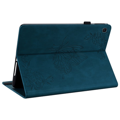 For Samsung Galaxy Tab S5e/T720/T725 Butterfly Flower Embossed Leather Tablet Case(Blue) by bashfashion