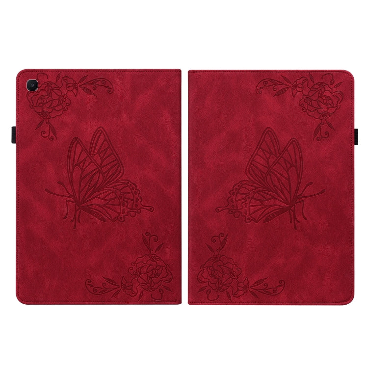 For Samsung Galaxy Tab S5e/T720/T725 Butterfly Flower Embossed Leather Tablet Case(Red) by bashfashion