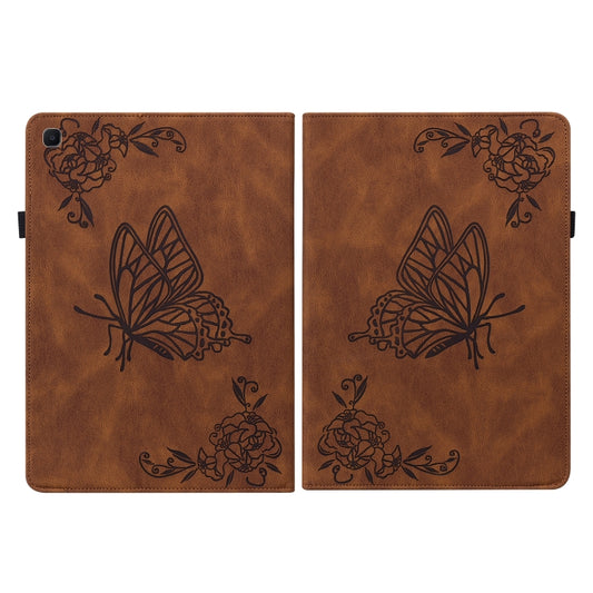 For Samsung Galaxy Tab S5e/T720/T725 Butterfly Flower Embossed Leather Tablet Case(Brown) by bashfashion
