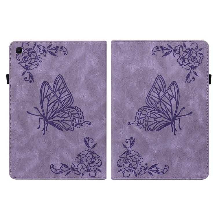 For Samsung Galaxy Tab S5e/T720/T725 Butterfly Flower Embossed Leather Tablet Case(Purple) by bashfashion