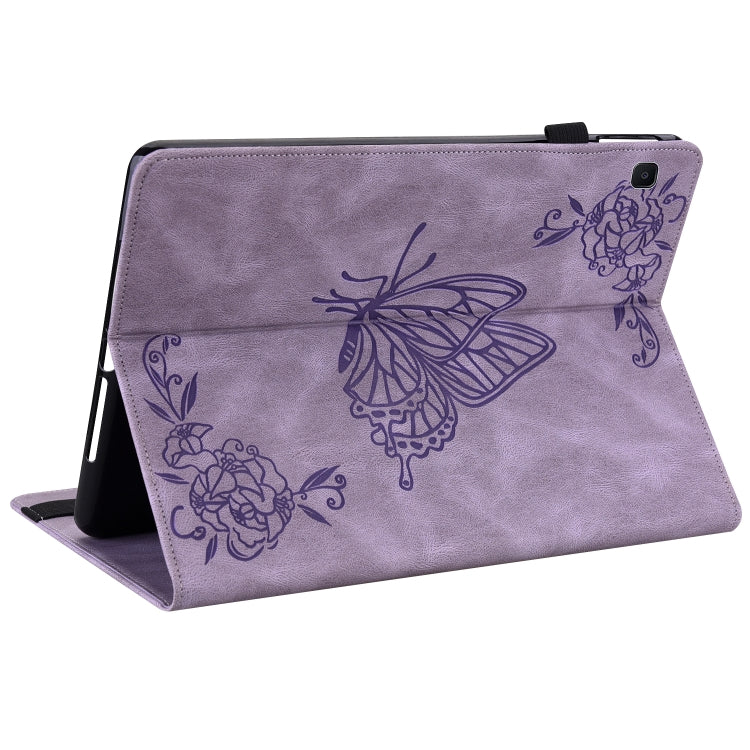For Samsung Galaxy Tab S5e/T720/T725 Butterfly Flower Embossed Leather Tablet Case(Purple) by bashfashion